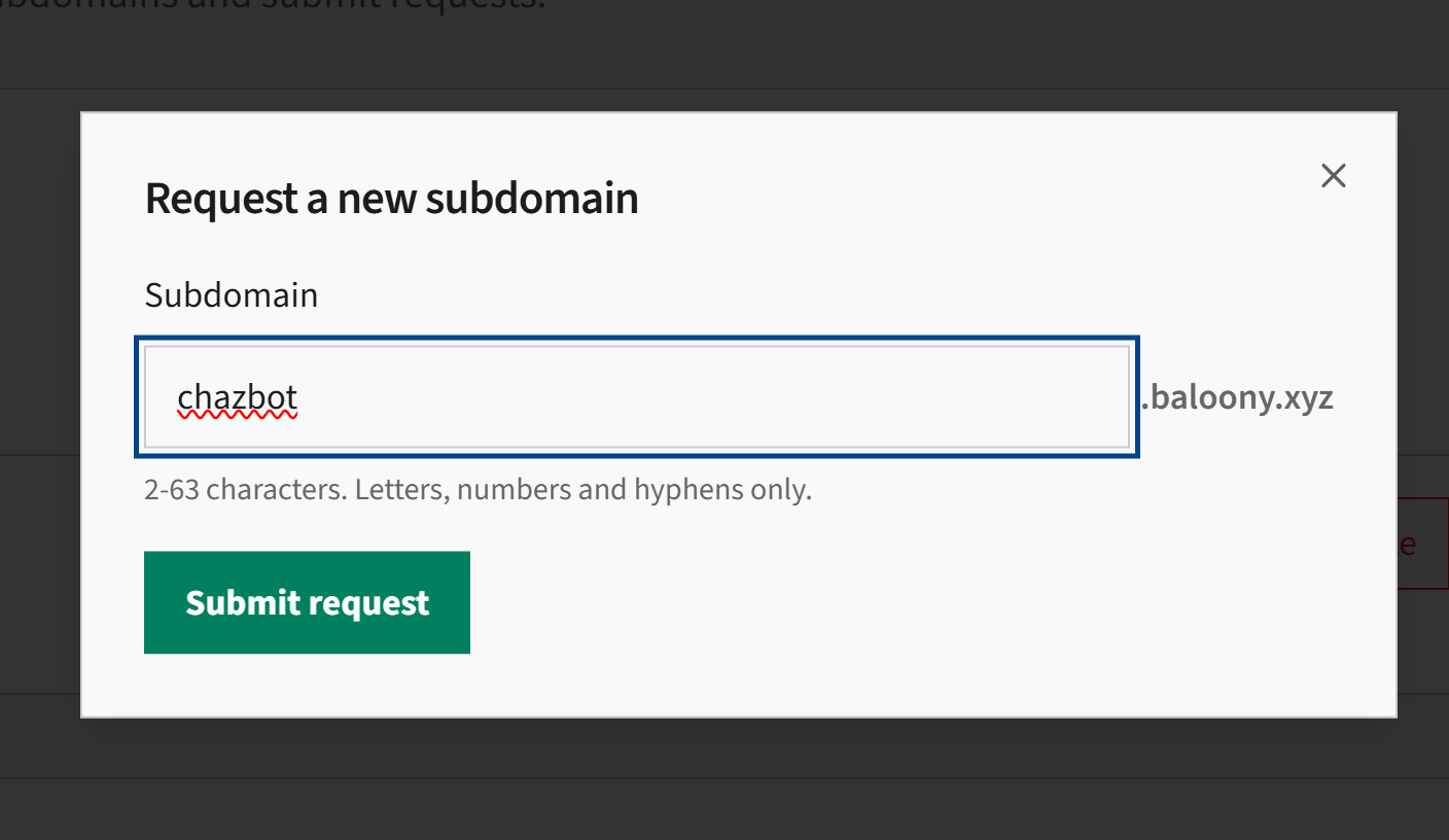 Domain registration screenshot